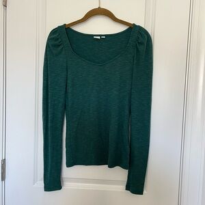Gap Green XS Long Sleeve Puffed Sleeve Shirt